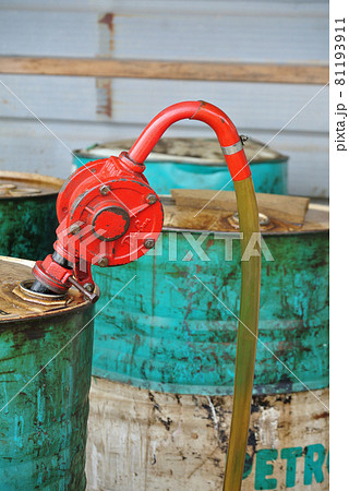 SELANGOR, MALAYSIA -AUGUST 26, 2016: Hand operated oil pump at the diesel storage area.  81193911