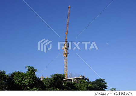 PERAK, MALAYSIA -JULY 27, 2016: Tower Crane used to lifting heavy load at construction site in Perak, Malaysia   81193977