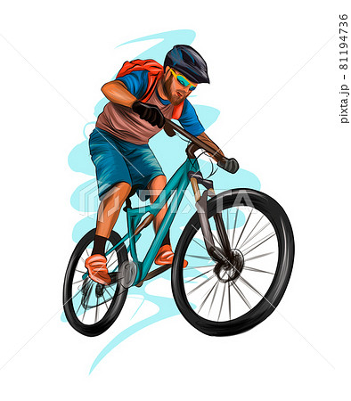Abstract cyclist on a race track from splash of watercolors, colored drawing, realistic, athlete on a bike Abstract cyclist on a race track from splash of watercolors, colored drawing, realistic, athlete on a bike 81194736