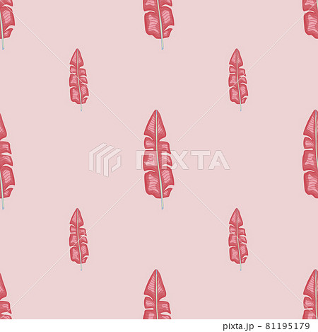 Decorative seamless pattern in minimalistic style with doodle pink palm leaves print. Pastel background. Decorative seamless pattern in minimalistic style with doodle pink palm leaves print. Pastel background. 81195179
