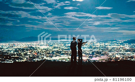 夜景　デート　カップル　若草山　綺麗　奈良 81196100