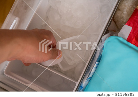 冷凍庫の氷をアイススコップで 冷凍庫の氷をアイススコップで 81196885