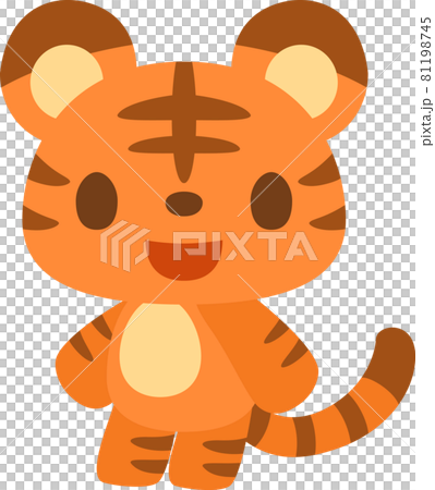 左向きで立って笑顔のトラのイラスト 81198745