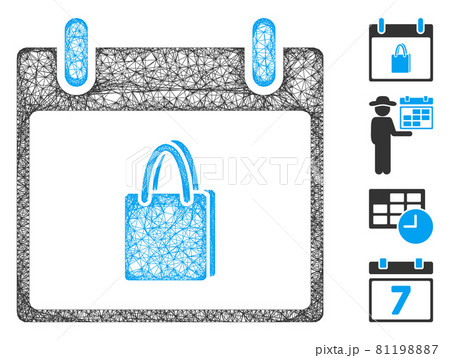 Shopping Bag Calendar Day Web Vector Mesh Illustration 81198887