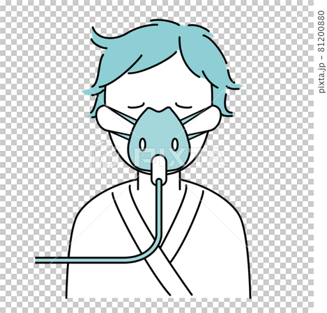 吸氧，住院，病床，病人，病媒，重病，醫院，插畫素材 81200880