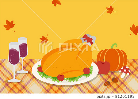 サンクスギビングデーの食事のイラスト 81201195