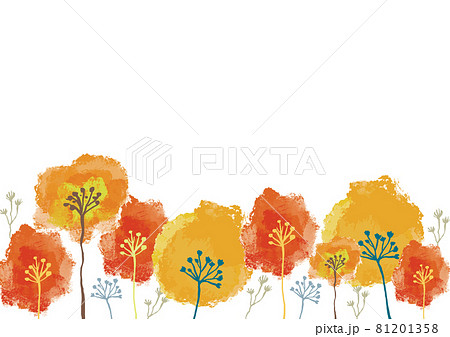 北欧柄 秋の木々の紅葉の景色のイラスト素材