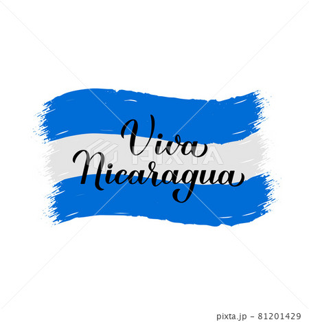 Viva Nicaragua Long Live Nicaragua lettering in Spanish. Honduran Independence Day celebrated on September 15. Vector template for typography poster, banner, greeting card, flyer 81201429