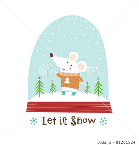 小さなネズミのスノードームのイラスト素材