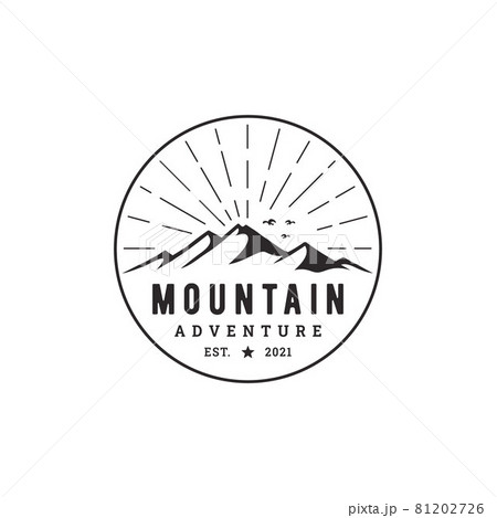 Retro Mountain and sun Adventure outdoor logo design 81202726