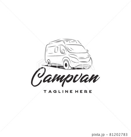 Camper van logo, emblems and badges. Recreational vehicle illustration Camper van logo, emblems and badges. Recreational vehicle illustration 81202783