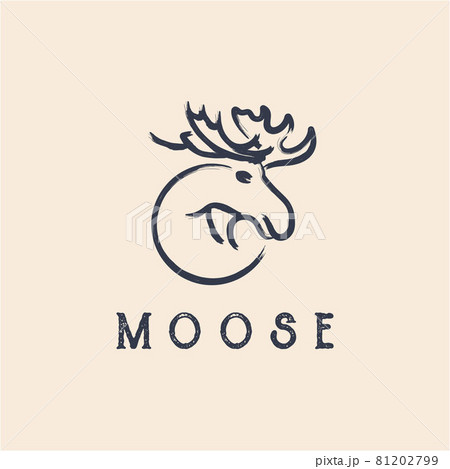 Moose Deer dry ink brush logo vector icon illustration Design Moose Deer dry ink brush logo vector icon illustration Design 81202799