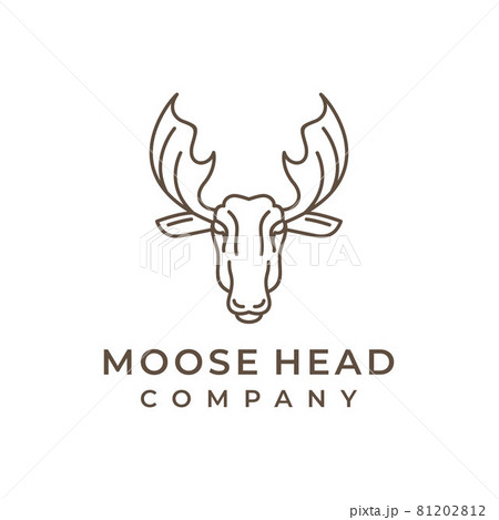 Moose Deer line art logo vector icon illustration design 81202812
