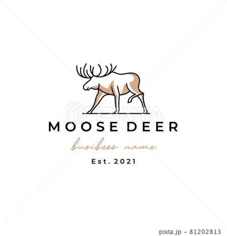 Moose Deer line art logo vector icon illustration design 81202813