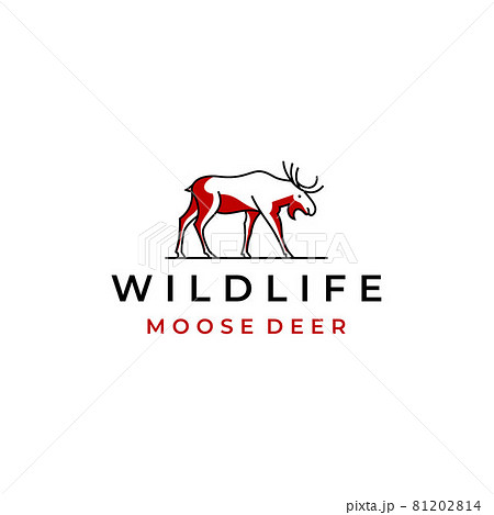 Moose Deer line art logo vector icon illustration design 81202814