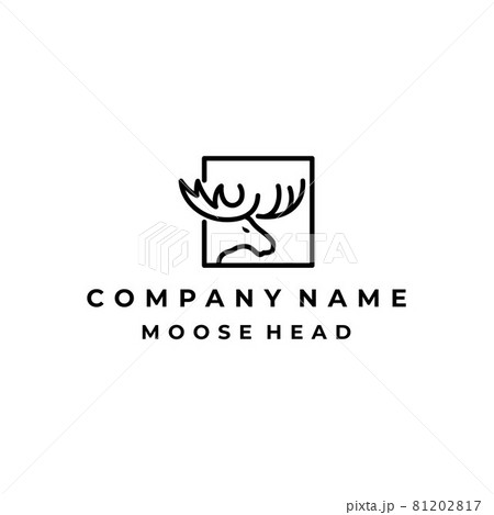 Moose Deer line art logo vector icon illustration design 81202817