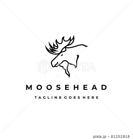 Moose Deer line art logo vector icon illustration design 81202818