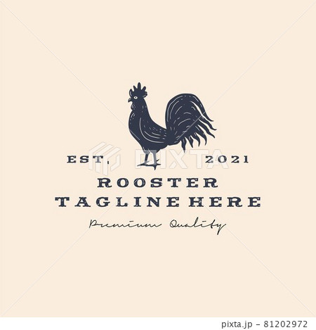 Rooster, chicken, hen, silhouette. Vintage retro Rooster logo design illustration Rooster, chicken, hen, silhouette. Vintage retro Rooster logo design illustration 81202972
