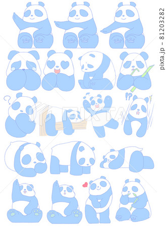 パンダイラスト18種セット(青色) パンダイラスト18種セット(青色) 81203282
