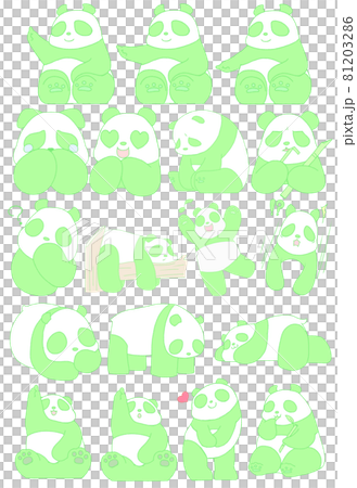 18 kinds of panda illustration set (green) 18 kinds of panda illustration set (green) 81203286