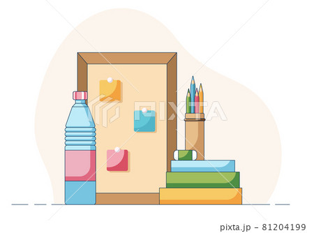 Concept of remote workplace in a flat style isolated on a yellow background. Concept of remote workplace in a flat style isolated on a yellow background. 81204199