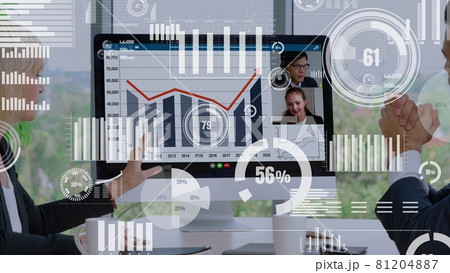 Creative visual of business people in a corporate staff meeting on video call Creative visual of business people in a corporate staff meeting on video call 81204887