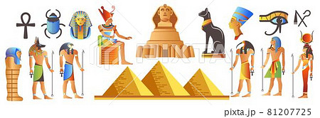 Ancient Egypt with landmarks and deities mythology 81207725