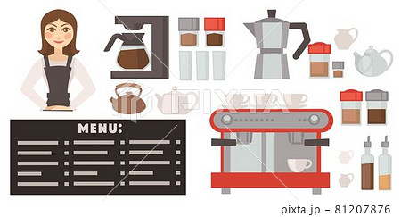Coffee house or restaurant, cafe with waitress 81207876