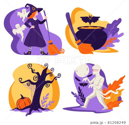 Halloween holiday in autumn, witch character mummy Halloween holiday in autumn, witch character mummy 81208249
