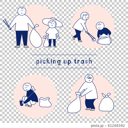 ゴミ拾い　男性　女性　親子　子供　家族 81208392