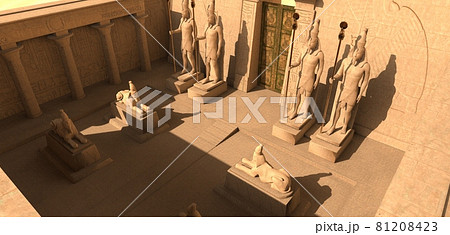 Egyptian temple in the desert 3d illustration Egyptian temple in the desert 3d illustration 81208423