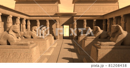 Egyptian temple in the desert 3d illustration 81208438