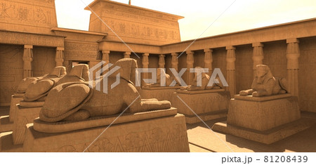 Egyptian temple in the desert 3d illustration Egyptian temple in the desert 3d illustration 81208439