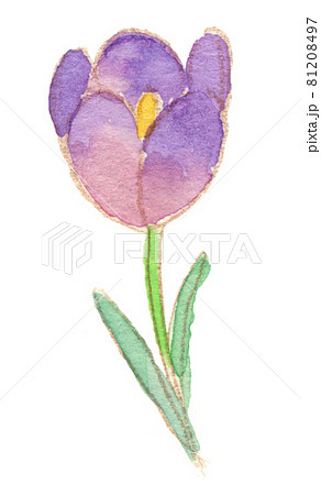 水彩画 様式化された紫色の花2のイラスト素材