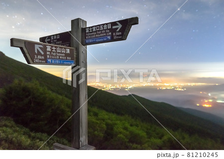 富士山登山！富士宮ルート、山頂への案内表示（静岡県富士宮市富士宮口）※作品コメント欄に撮影位置 81210245