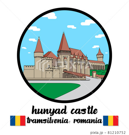 Circle Icon line Hunyad Castle. icon vector illustration Circle Icon line Hunyad Castle. icon vector illustration 81210752