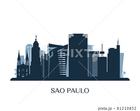 Sao Paulo skyline, monochrome silhouette. 81210852