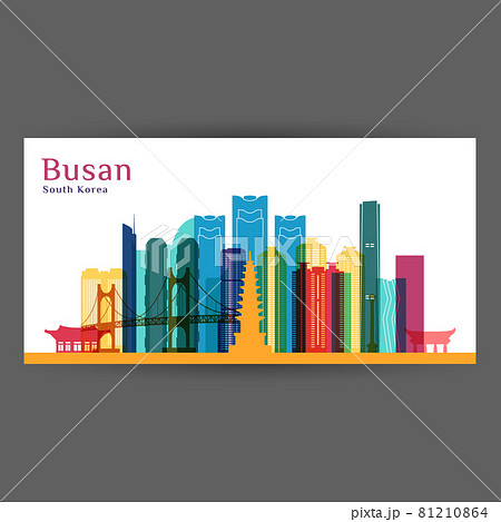 Busan city architecture silhouette.  81210864