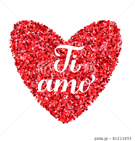 Ti Amo calligraphy hand lettering. I Love You inscription in Italian. Valentines day greeting card. Vector template for banner, postcard, typography poster, t-shirt, logo design, flyer, sticker, etc 81211655