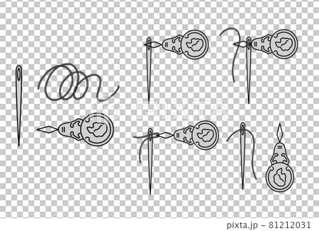 糸通しのやり方のイラストセット 糸通しのやり方のイラストセット 81212031