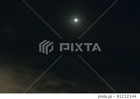 北杜市白州町、衛星を連れみずがめ座付近の木星 81212144