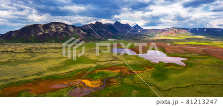 Aerial panorama of lakes and mountains in Thingvellir National Park, Iceland Aerial panorama of lakes and mountains in Thingvellir National Park, Iceland 81213247