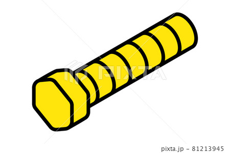 黄色いシンプルなボルトのアイソメトリックアイコン、スケボーパーツ 黄色いシンプルなボルトのアイソメトリックアイコン、スケボーパーツ 81213945
