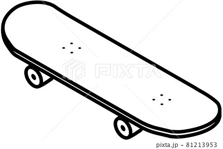 白黒のシンプルなスケートボードのアイソメトリックアイコン スケボーパーツのイラスト素材