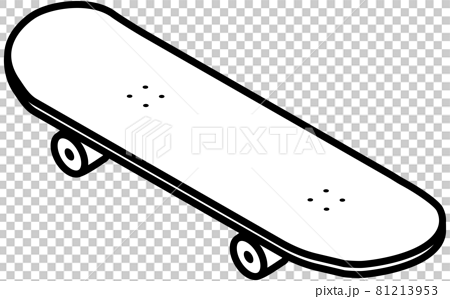白黒のシンプルなスケートボードのアイソメトリックアイコン スケボーパーツのイラスト素材