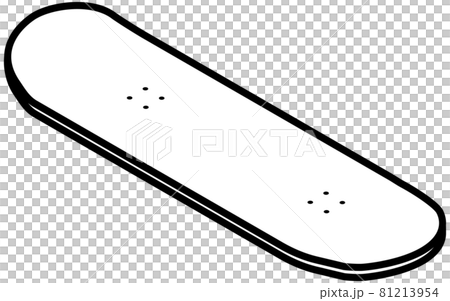 白黒のシンプルなデッキのアイソメトリックアイコン スケボーパーツのイラスト素材