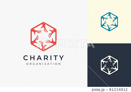 Solidarity or Charity logo template in hexagon and 6 hand shape 81214012