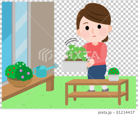 Typhoon countermeasures: A woman who keeps things that are likely to fly inside the house 2 Illustration Typhoon countermeasures: A woman who keeps things that are likely to fly inside the house 2 Illustration 81214437