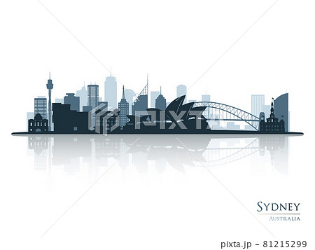Sydney blue skyline silhouette with reflection. 81215299