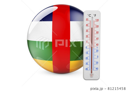 Central African flag with thermometer. 3D rendering Central African flag with thermometer. 3D rendering 81215458